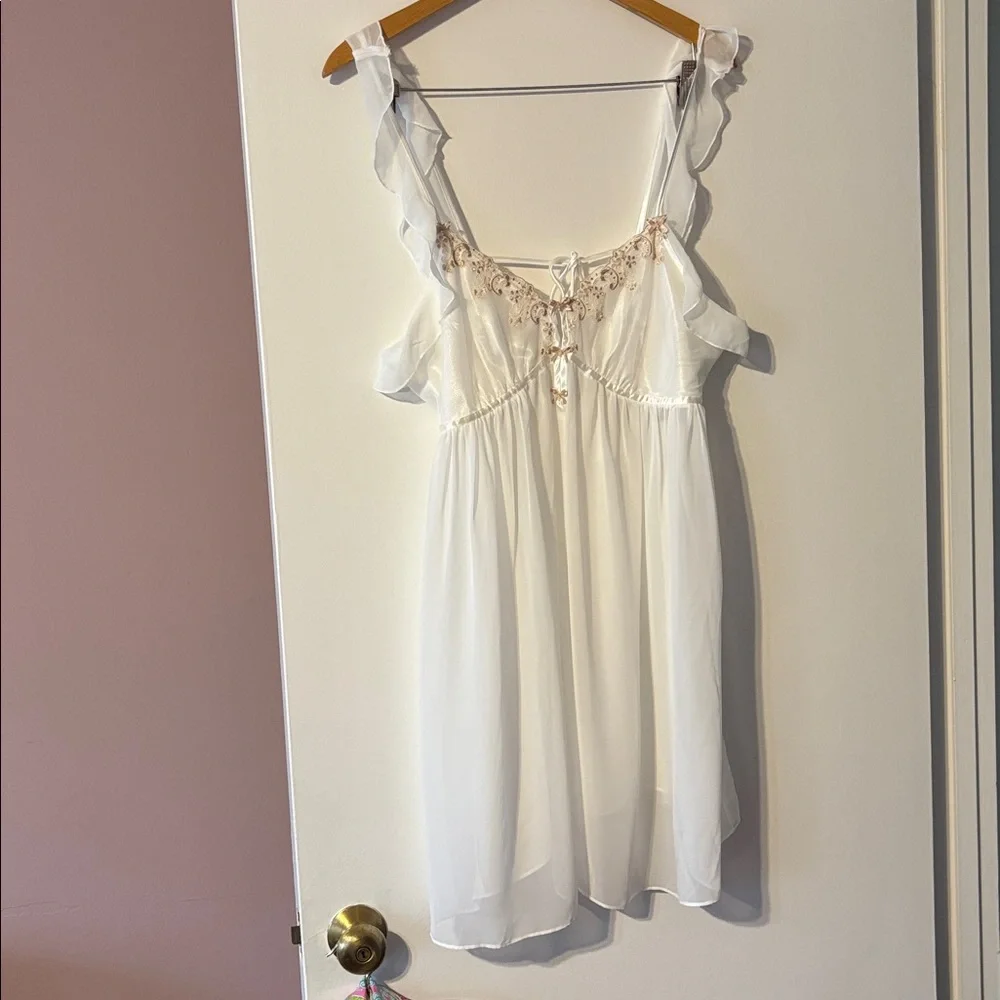 Vintage Y2K Princess Slip Dress White Renaissance Girly 90 L New Fairy Romantic - Picture 5 of 16